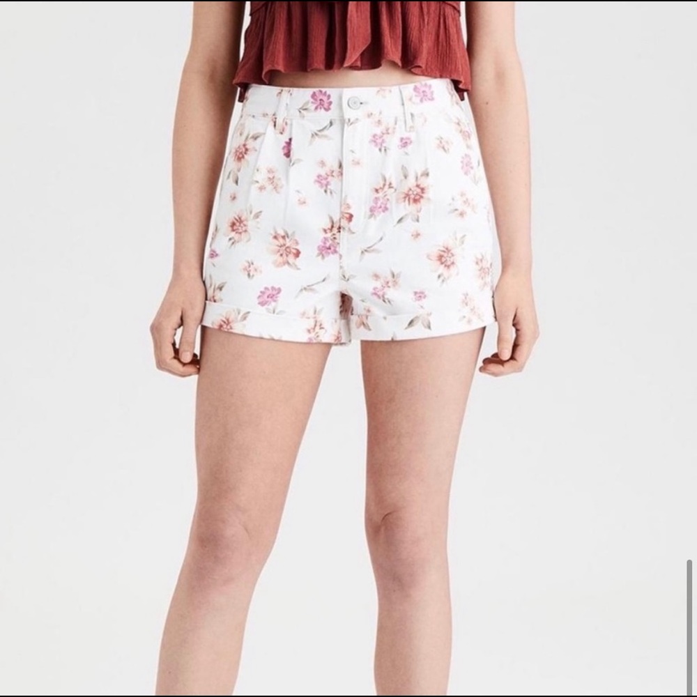 AE Floral print mom jean shorts boho denim size 4